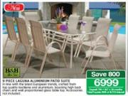 H&H 9 Piece Laguna Aluminium Patio Suite