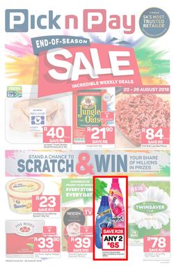 Pick n Pay Western Cape  : End-Of-Season Sale (20 Aug - 26 Aug 2018), page 1