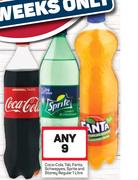 Coca Cola, Tab, Fanta, Schweppes, Sprite And Stoney Regular-Any 9x1Ltr