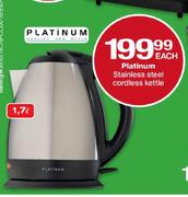 Platinum Stainless Steel Cordless Kettle-1.7Ltr