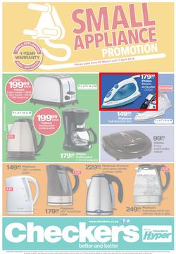 Checkers Northern Cape : Small Appliance ( 25 Mar - 07 Apr 2014 ), page 1