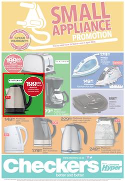 Checkers Northern Cape : Small Appliance ( 25 Mar - 07 Apr 2014 ), page 1