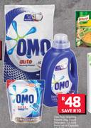 Omo Auto Washing Powder 2Kg, Liquid Detergent 1.5L Assorted Or Capsules 14s-Each