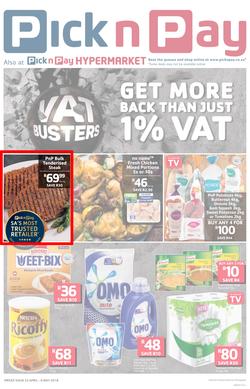Pick n Pay Eastern Cape : VAT Busters (23 Apr - 06 May 2018), page 1