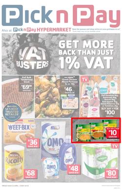 Pick n Pay Eastern Cape : VAT Busters (23 Apr - 06 May 2018), page 1