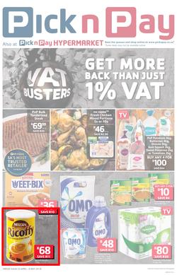 Pick n Pay Eastern Cape : VAT Busters (23 Apr - 06 May 2018), page 1