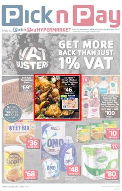 Pick n Pay Eastern Cape : VAT Busters (23 Apr - 06 May 2018), page 1