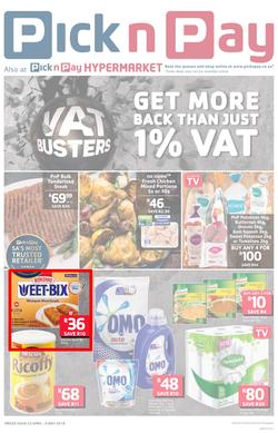 Pick n Pay Eastern Cape : VAT Busters (23 Apr - 06 May 2018), page 1