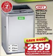 Defy Metallic Top Load Washing Machine WTL8019M