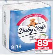 Baby Soft 2 Ply Toilet Tissue-18's Pack