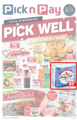 Pick n Pay  Gauteng, Free State, North West, Mpumalanga, Limpopo and Northern Cape : Pick Well This Christmas (18 Dec - 26 Dec 2018), page 1