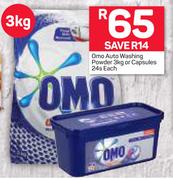 Omo Auto Washing Powder 3Kg Or Capsules 24's-Each
