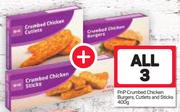 PnP Crumbed Chicken Burgers, Cutlets And Sticks 400g-For All 3