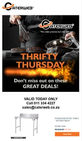 Caterweb : Thrifty Thursday (Request Valid Date From Retailer)