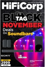 HiFi Corp ; Black Tag November Deals On Soundbars (08 November - 19 November 2023)