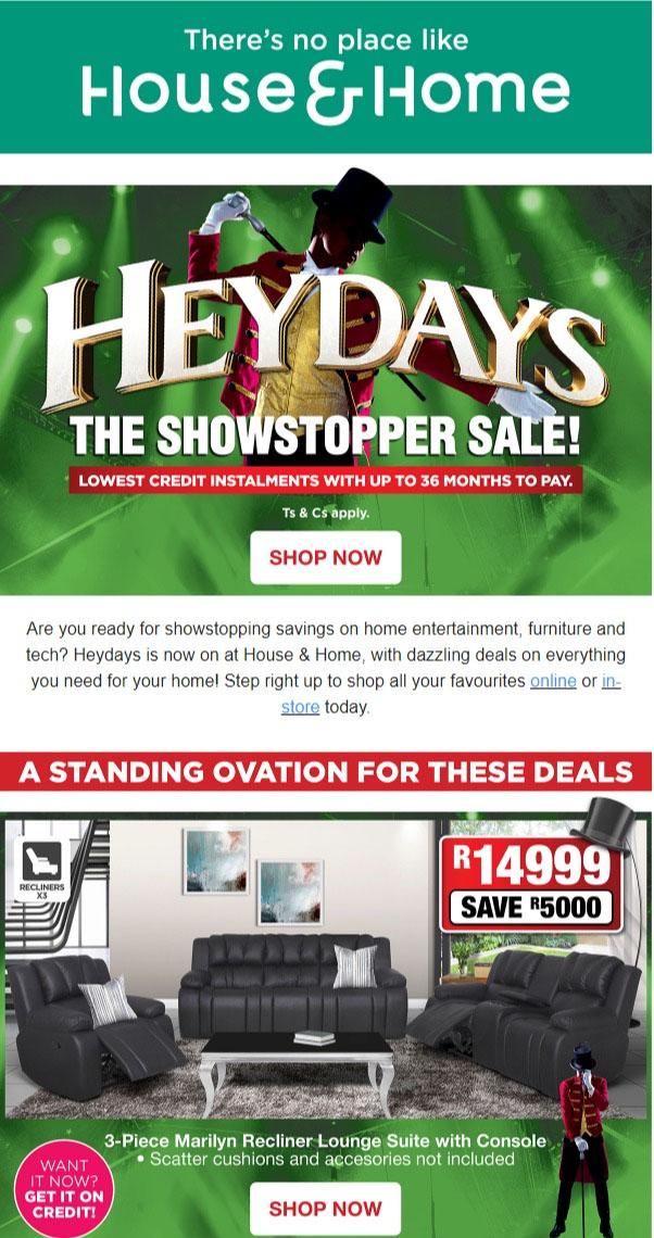 House & Home Heydays The Showstopper Sale (30 September 16 October