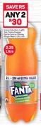 Coca-Cola Zero, Light, Tab, Fanta Orange, Sprite Zero Or Stoney Ginger Beer-2X2.25Ltr