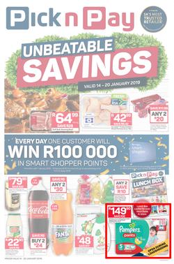 Pick n Pay Eastern Cape : Unbeatable Savings (14 Jan - 20 Jan 2019), page 1