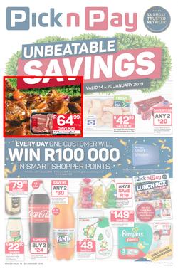 Pick n Pay Eastern Cape : Unbeatable Savings (14 Jan - 20 Jan 2019), page 1