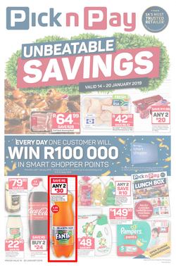 Pick n Pay Eastern Cape : Unbeatable Savings (14 Jan - 20 Jan 2019), page 1