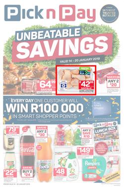 Pick n Pay Eastern Cape : Unbeatable Savings (14 Jan - 20 Jan 2019), page 1