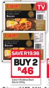 Eskort Rindless Back Bacon-2x200g
