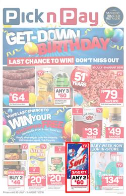 Pick n Pay : Birthday Deals (30 Jul - 05 Aug 2018), page 1