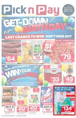 Pick n Pay : Birthday Deals (30 Jul - 05 Aug 2018), page 1