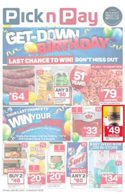 Pick n Pay : Birthday Deals (30 Jul - 05 Aug 2018), page 1