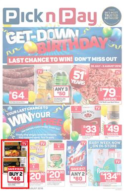 Pick n Pay : Birthday Deals (30 Jul - 05 Aug 2018), page 1