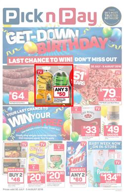 Pick n Pay : Birthday Deals (30 Jul - 05 Aug 2018), page 1