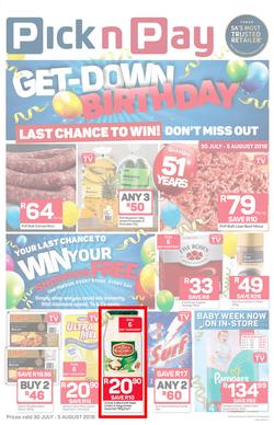 Pick n Pay : Birthday Deals (30 Jul - 05 Aug 2018), page 1