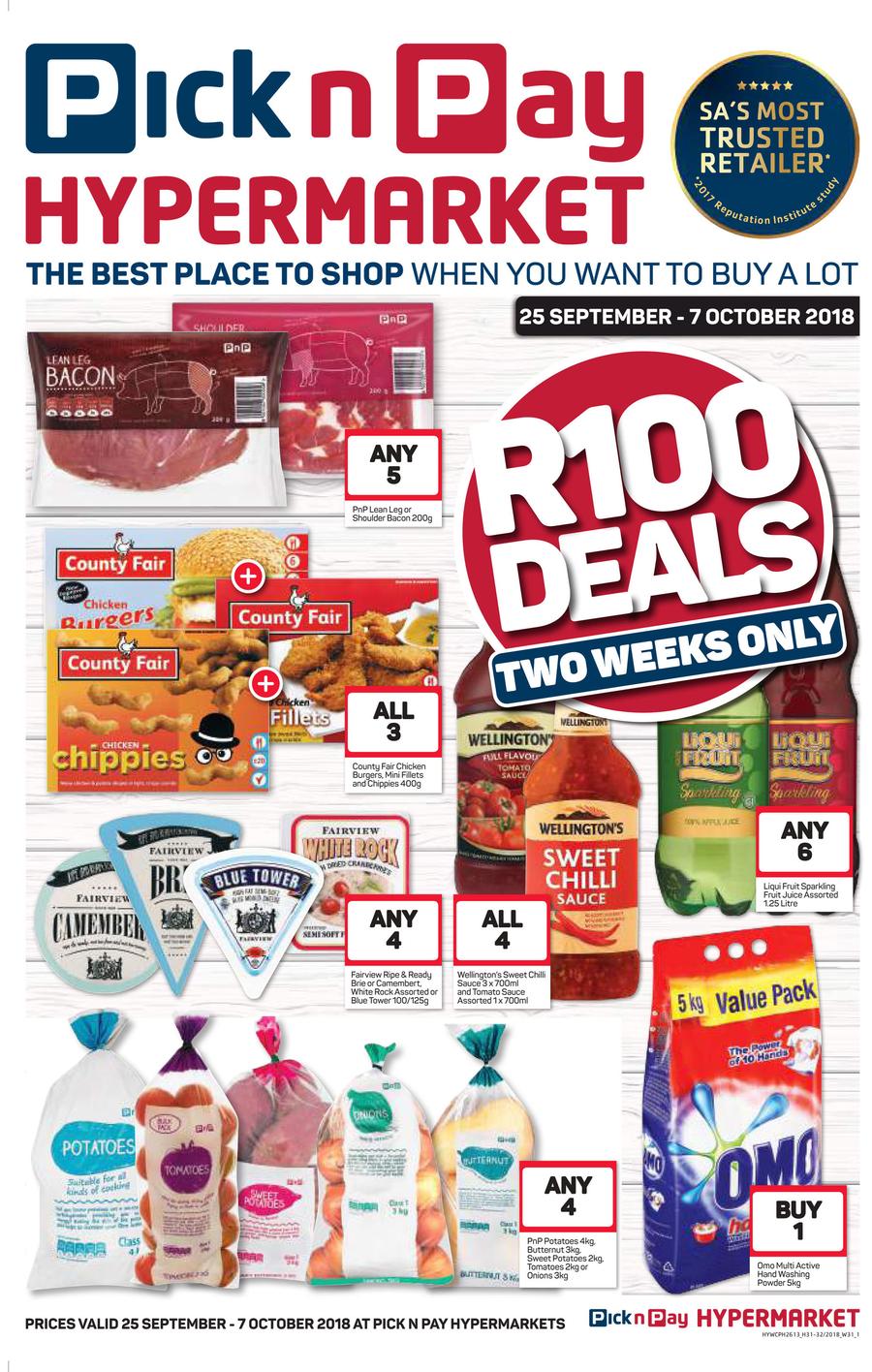 Pick n Pay Hyper Western Cape R100 Deals (25 Sep 07 Oct 2018) — m