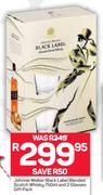 Johnnie Walker Black Label Blended Scotch Whisky 750ml And 2 Glasses