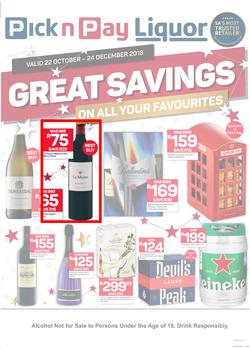 Pick n Pay Liquor : Great Savings On All Your Favourites (22 Oct - 24 Dec 2018), page 1