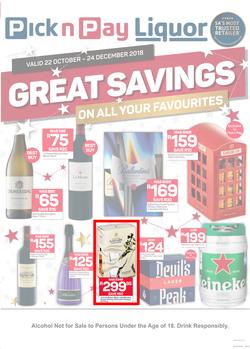 Pick n Pay Liquor : Great Savings On All Your Favourites (22 Oct - 24 Dec 2018), page 1