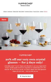 Yuppiechef : 20% Off Crystal Glasses (Request Valid Date From Retailer)