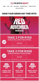 Mr Price Sport : Red November Weekly Deals (Request Valid Date From Retailer)