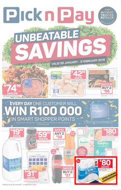 Pick n Pay Eastern Cape : Unbeatable Savings (28 Jan - 03 Feb 2019), page 1