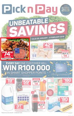 Pick n Pay Eastern Cape : Unbeatable Savings (28 Jan - 03 Feb 2019), page 1