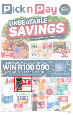 Pick n Pay Eastern Cape : Unbeatable Savings (28 Jan - 03 Feb 2019), page 1