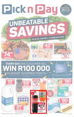 Pick n Pay Eastern Cape : Unbeatable Savings (28 Jan - 03 Feb 2019), page 1