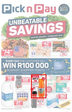 Pick n Pay Eastern Cape : Unbeatable Savings (28 Jan - 03 Feb 2019), page 1