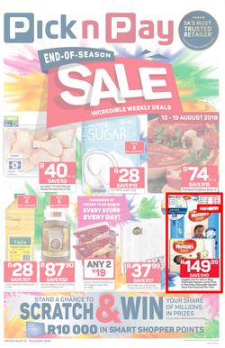 Pick n Pay Western Cape : End-Of-Season Sale (13 Aug - 19 Aug 2018) , page 1