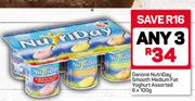 Danone Nutriday Smooth Medium Fat Yoghurt Assorted-3X6X100g