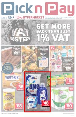 Pick n Pay Western Cape  : VAT Busters (23 Apr - 06 May 2018), page 1