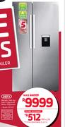 Defy Metallic Side By Side Fridge With Water Dispenser DFF437