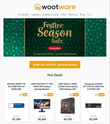 Wootware : Festive Season Sale (Request Valid Date From Retailer)