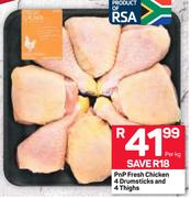 PnP Fresh Chicken 4 Drumsticks And 4 Thighs-Per Kg