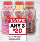 Super M Flavoured Medium Fat Milk Assorted-3x300ml